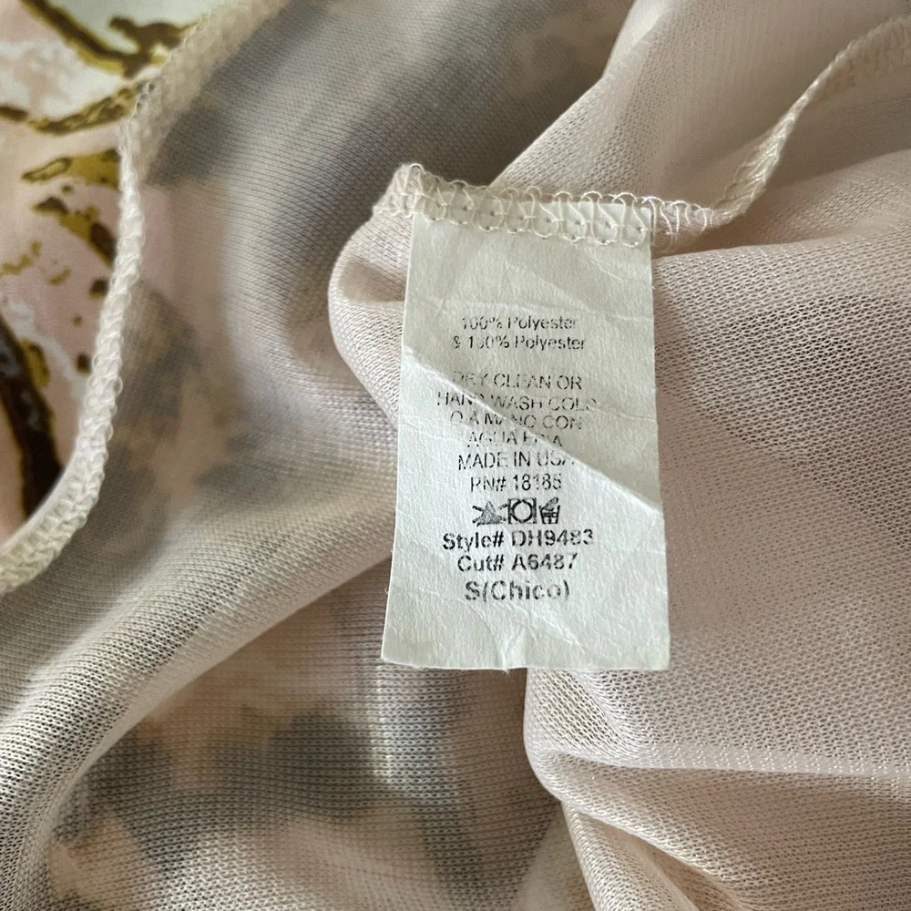 Audrey Tropical‎ Palm Maxi Slip Dress Tan and White, Size Small